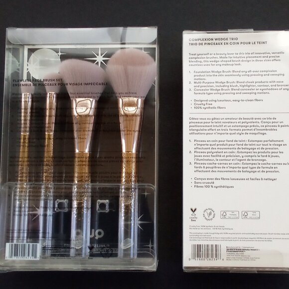 QUO BEAUTY FACE BRUSHES, COMPLEXION WEDGE TRIO and FLAWLESS FACE SET, 7 in TOTAL - Picture 3 of 11